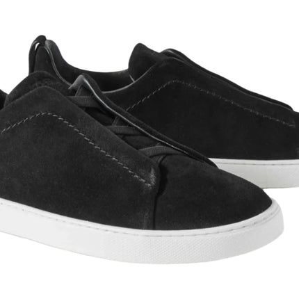 ZEGNA Triple Stitch panelled suede low-top trainers