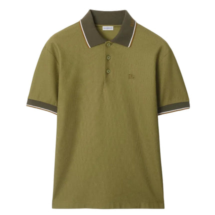 Burberry Logo Collar Cotton Polo Shirt "Estate Green"