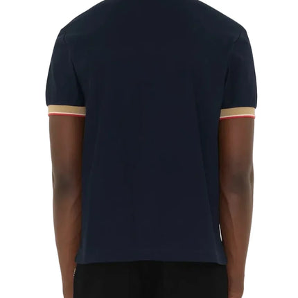 Burberry Logo Collar Cotton Polo Shirt "Navy"