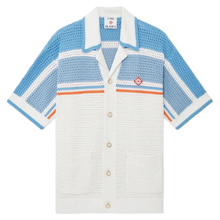 Casablanca Crocheted cotton tennis shirt "Blue"