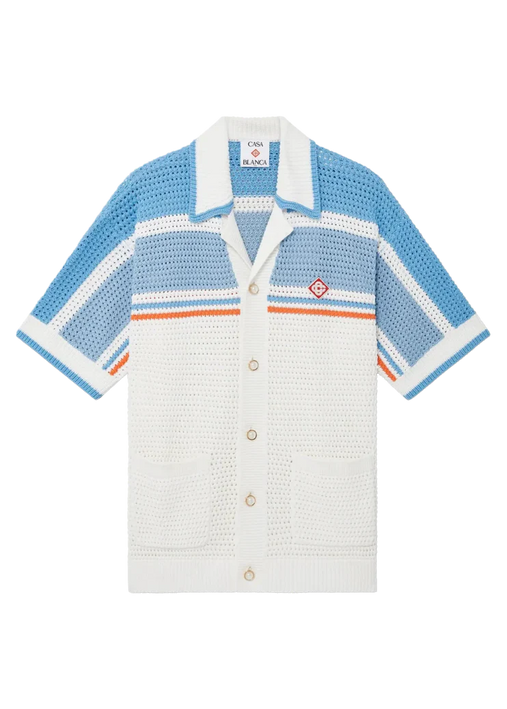 Casablanca Crocheted cotton tennis shirt "Blue"