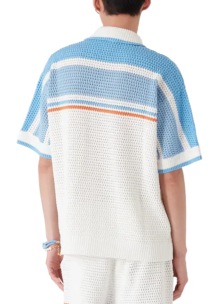 Casablanca Crocheted cotton tennis shirt "Blue"