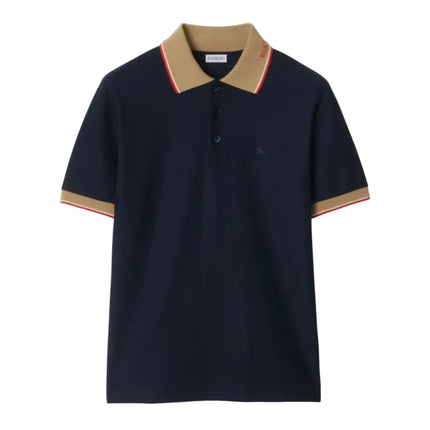 Burberry Logo Collar Cotton Polo Shirt "Navy"