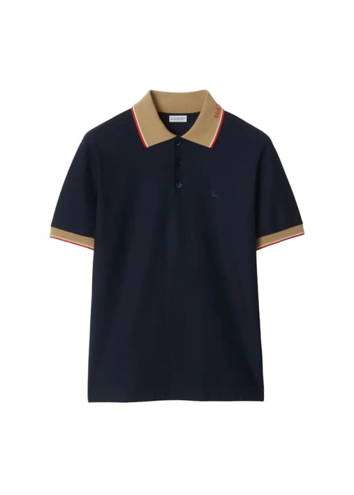 Burberry Logo Collar Cotton Polo Shirt "Navy"