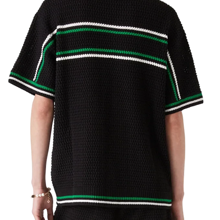 Casablanca Crocheted cotton tennis shirt "Black"