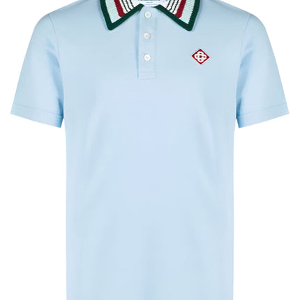 Casablanca Mint Stripe Collar Polo Blue