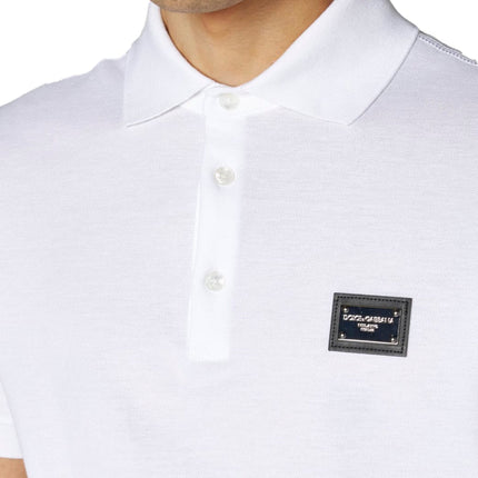 Dolce & Gabanna Cotton pique polo-shirt with branded tag