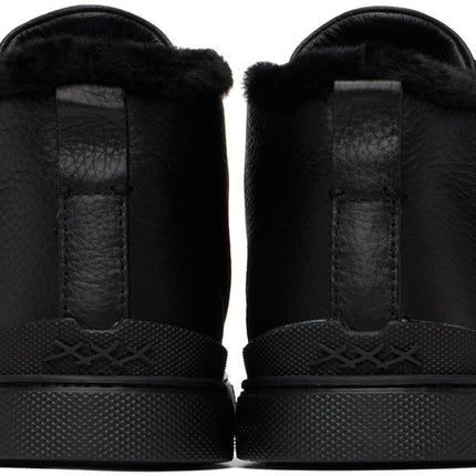 ZEGNA Black Triple Stitch Sneaker
