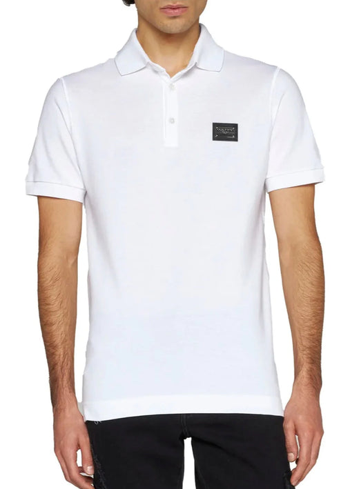 Dolce & Gabanna Cotton pique polo-shirt with branded tag