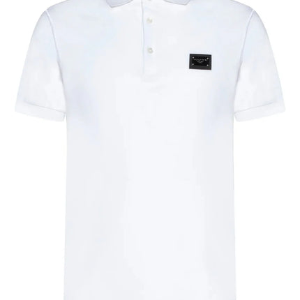 Dolce & Gabanna Cotton pique polo-shirt with branded tag