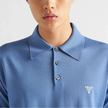 Prada Superfine wool polo shirt Blue