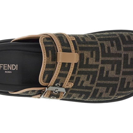 Fendi Feel Sabots Fabric Brown 'Black / Brown'