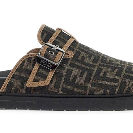 Fendi Feel Sabots Fabric Brown 'Black / Brown'