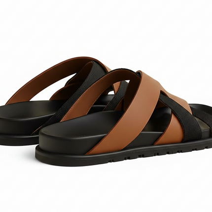 Hermes Kazimir Sandal "Natural  / Black"