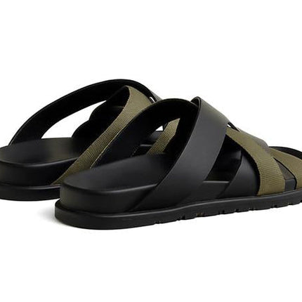 Hermes Kazimir Sandal "Black / Tundra Green"