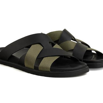 Hermes Kazimir Sandal "Black / Tundra Green"