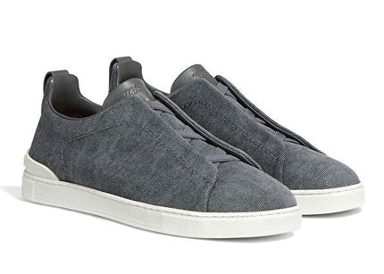 Zegna Triple Stitch Canvas Slip-On Sneakers