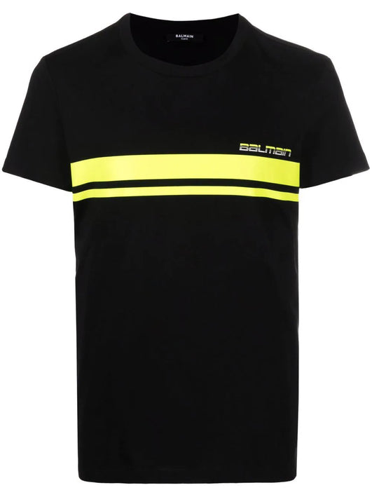 Balmain x Rossignol stripe logo-print T-shirt