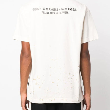 Palm Angels splatter-effect logo-print T-shirt