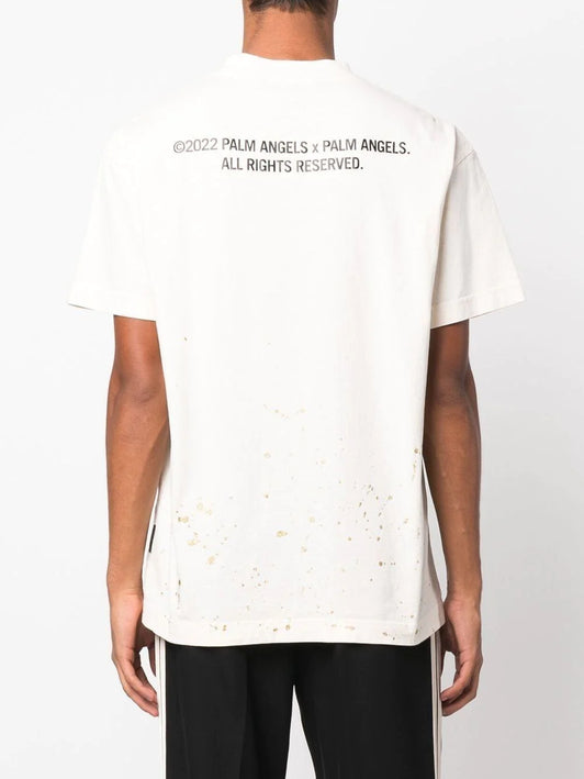 Palm Angels splatter-effect logo-print T-shirt