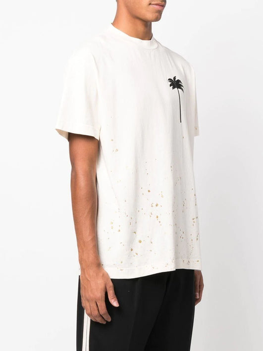 Palm Angels splatter-effect logo-print T-shirt