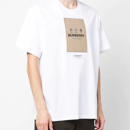 BURBERRY logo-patch round-neck T-shirt