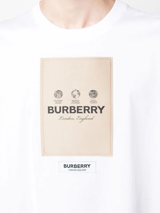 BURBERRY logo-patch round-neck T-shirt