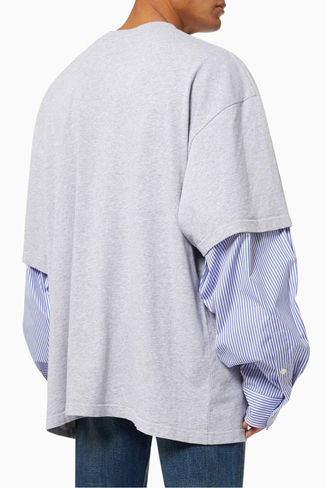 BALENCIAGA Slime Patched Sleeve Shirt in Organic Vintage Jersey & Poplin