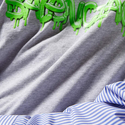 BALENCIAGA Slime Patched Sleeve Shirt in Organic Vintage Jersey & Poplin