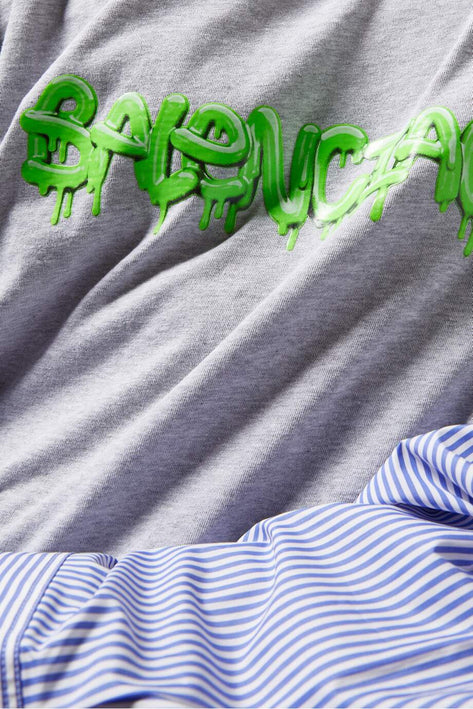BALENCIAGA Slime Patched Sleeve Shirt in Organic Vintage Jersey & Poplin