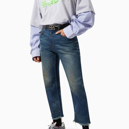 BALENCIAGA Slime Patched Sleeve Shirt in Organic Vintage Jersey & Poplin