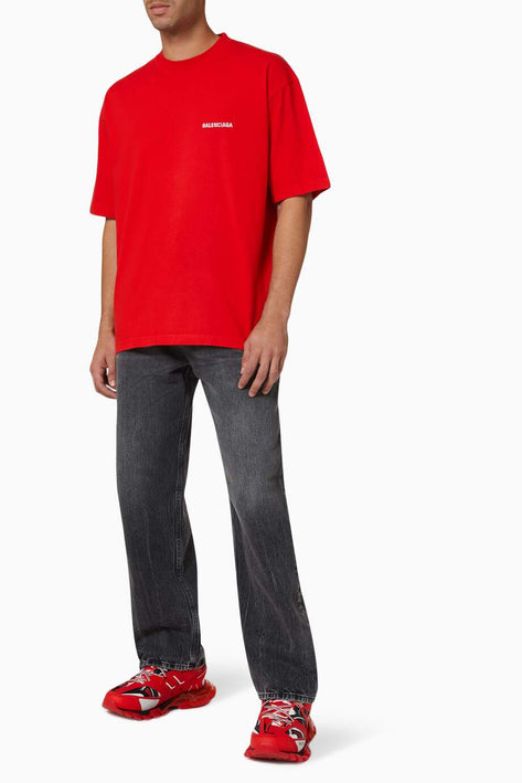 BALENCIAGA Logo Medium Fit T-shirt in Vintage Cotton Jersey