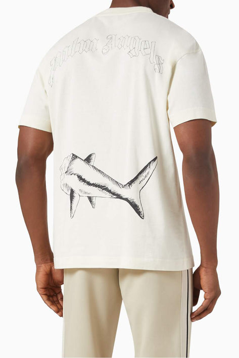 Palm Angels Broken Shark T-shirt in Cotton Jersey