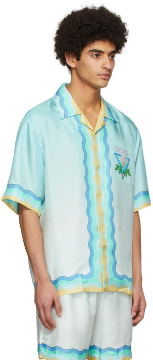CASABLANCA Blue Silk Shirt
