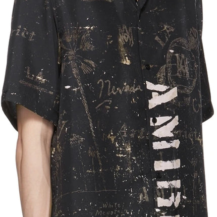 AMIRI Black Army Stencil Camp Shirt