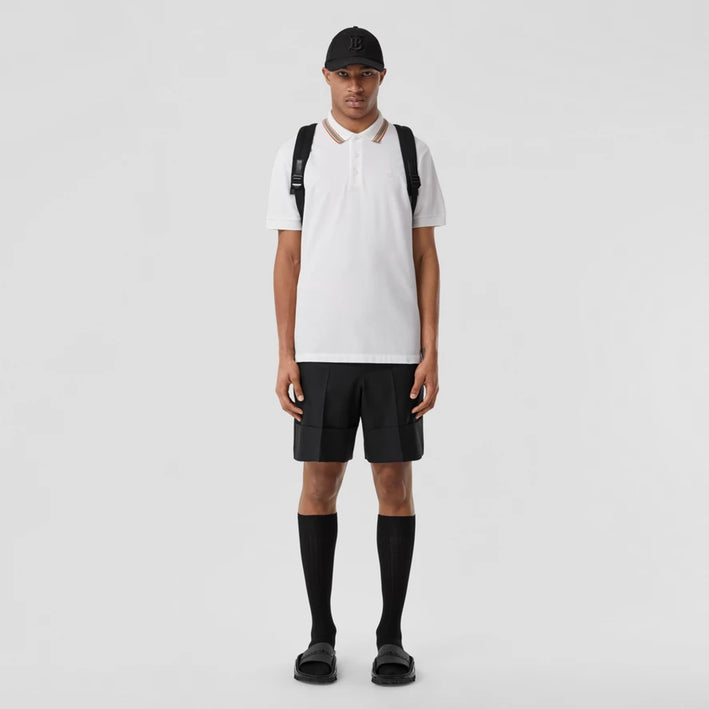 BURBERRY Icon Stripe Collar Cotton Piqué Polo Shirt