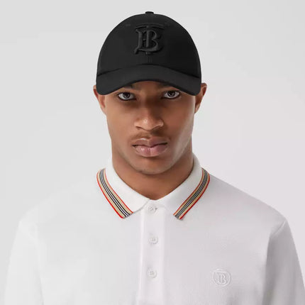 BURBERRY Icon Stripe Collar Cotton Piqué Polo Shirt