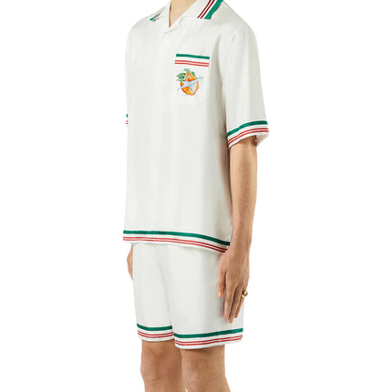 Casablanca Orbite Au Tour De L'Orange Silk Shirt
