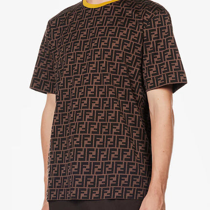 FENDI Monogram-print contrast-trim cotton-jersey T-shirt