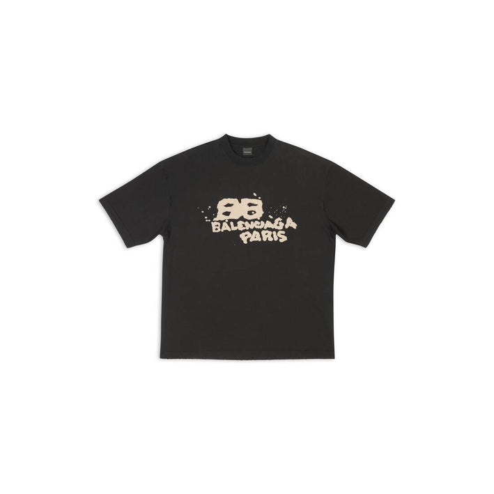 BALENCIAGA HAND DRAWN BB ICON T-SHIRT MEDIUM FIT IN BLACK