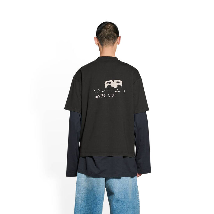 BALENCIAGA HAND DRAWN BB ICON T-SHIRT MEDIUM FIT IN BLACK