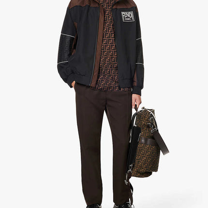 FENDI Monogram-print contrast-trim cotton-jersey T-shirt