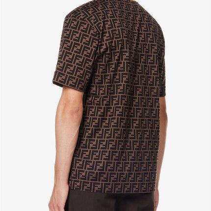 FENDI Monogram-print contrast-trim cotton-jersey T-shirt