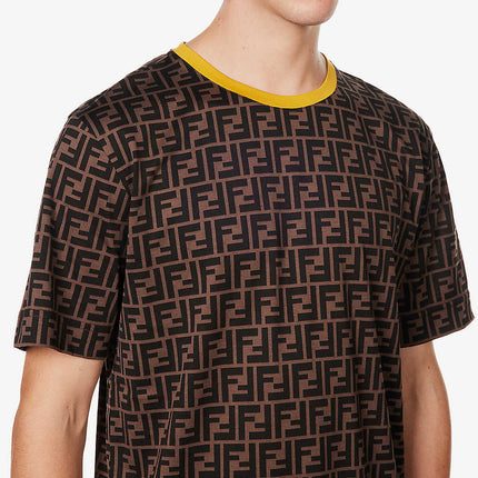 FENDI Monogram-print contrast-trim cotton-jersey T-shirt