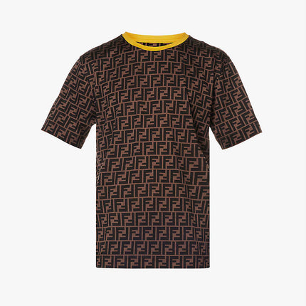 FENDI Monogram-print contrast-trim cotton-jersey T-shirt