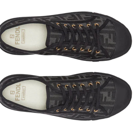Fendi Domino Black Fabric Low-Tops