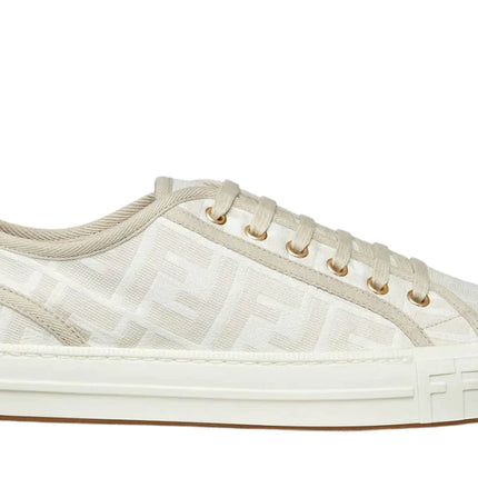 Fendi Domino White Fabric Low-Tops