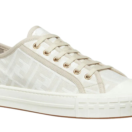 Fendi Domino White Fabric Low-Tops
