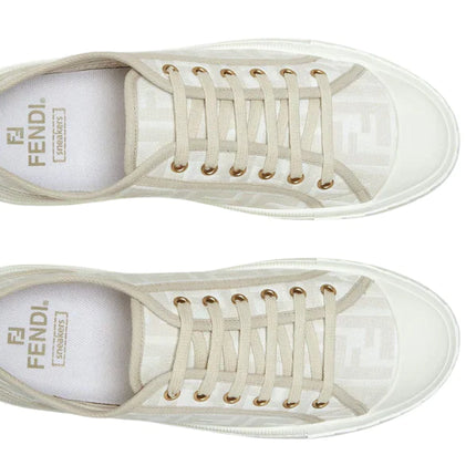 Fendi Domino White Fabric Low-Tops