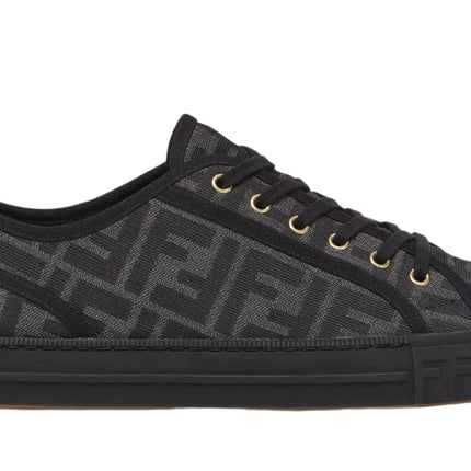 Fendi Domino Black Fabric Low-Tops